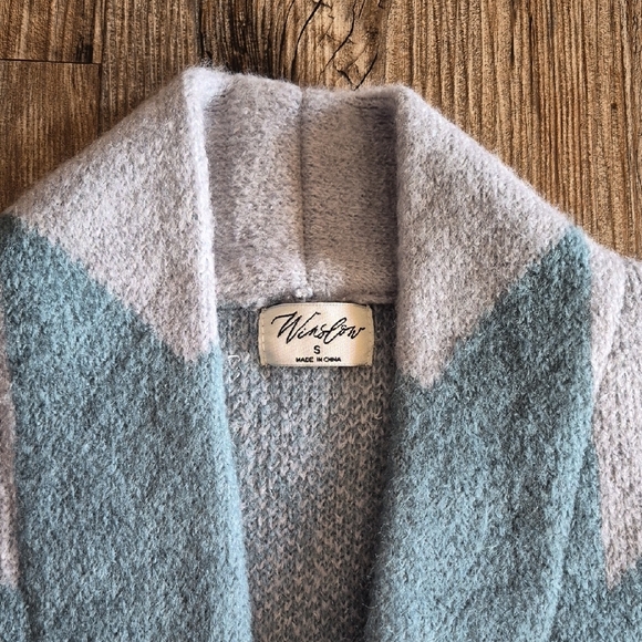 Winslow Aztec Gray and Teal Patterned Cardigan - Picture 2 of 3